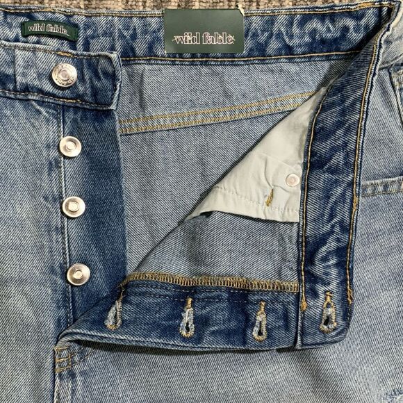 Wild Fable 17 Button Fly Super High Rise Cut Off Denim Short Shorts Blue NWT - Picture 2 of 10
